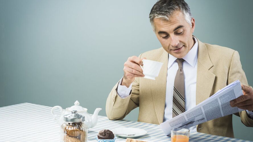 a man drinks tea to improve potency